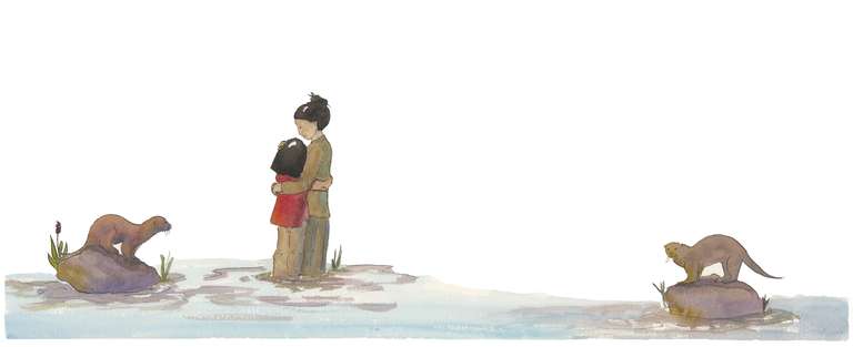 illustration of a girl and her mother embracing