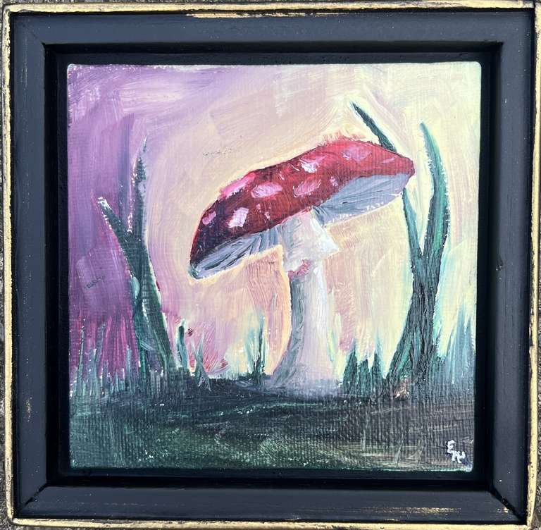 painting of a red mushroom